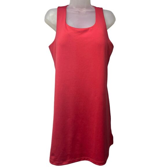 Athleta Racerback Tank Dress Red Mini Built in Bra Athletic Tennis Size Large - Picture 1 of 6